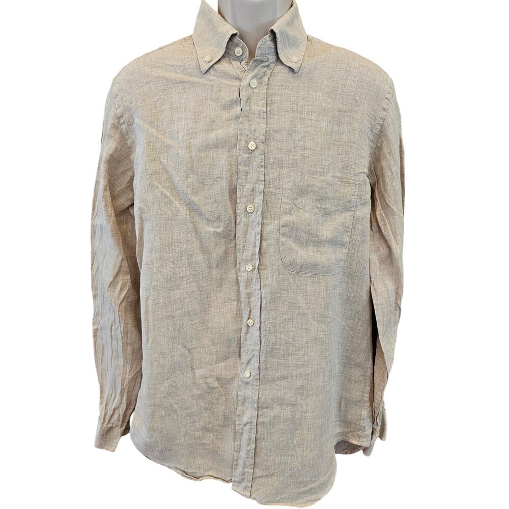 Slim Fit Beige Linen Fancy Shirt camicissima neutral Italian designer 41 / 18